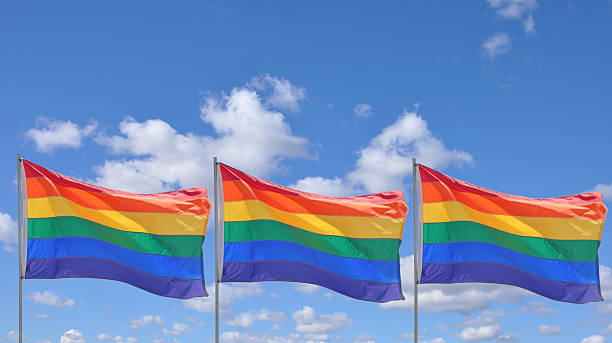 istock Gay Pride Rainbow Flags Blue Sky 156375753