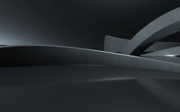 istock 3D rendering of indoor black curved luminous space 1563793507