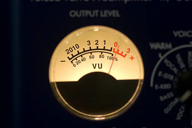 A vumeter moving its needle beyond 0dB because of a high level audio