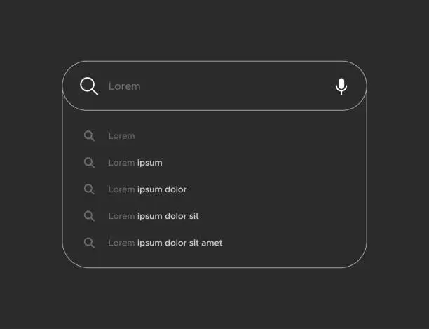 Vector illustration of Search bar line art design for UI UX with suggestions vector template. Search engine browser mockup with editable stroke