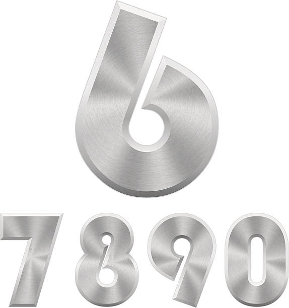 Vector metal numbers. Part 2. Vector illustration of chromium metallic numbers. Part 2. EPS 10 with meshes and transparent effects silver chrome number 8 stock illustrations
