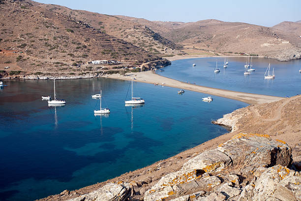 scenic Greek bays stock photo