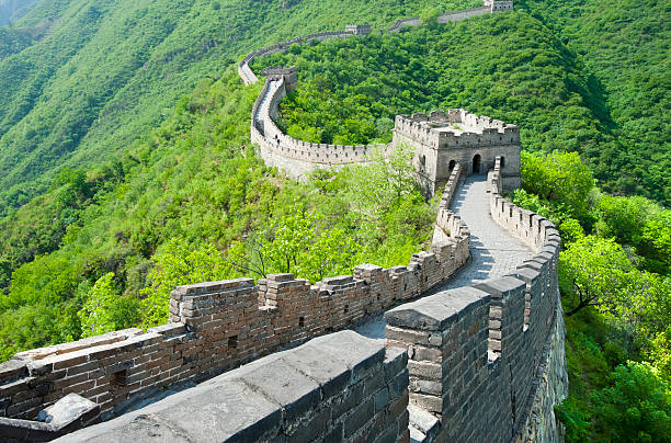 Great Wall of China in Summer Beautiful Mutianyu section of the Chinese Great Wall great wall of china stock pictures, royalty-free photos & images