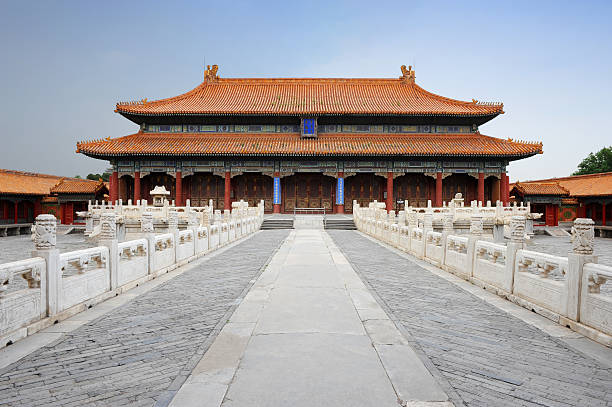 Detail of building in the famous Forbidden City in Beijing, China