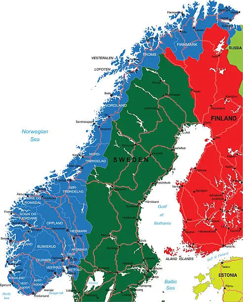 Vector illustration of Norway map