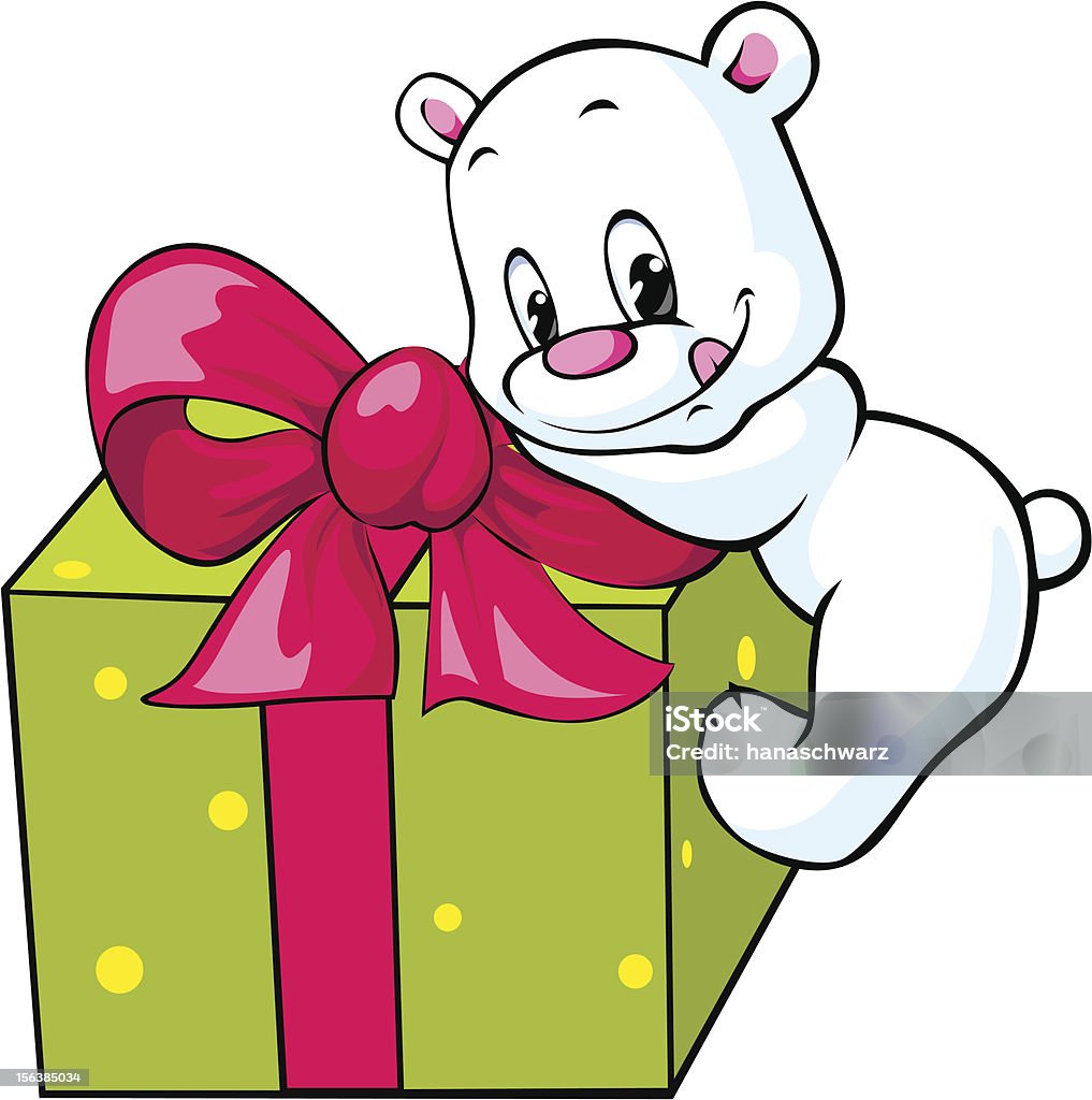 Süße polar bear unwrapping Geschenk - Lizenzfrei Auswickeln Vektorgrafik