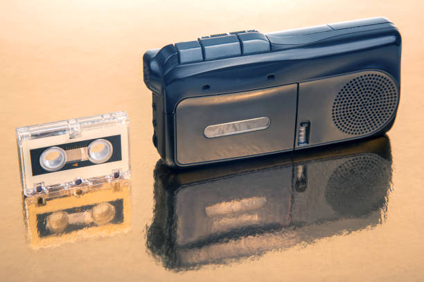 istock Audio recorder with microcassette. device for working with voice and journalism. analog audio recording. 1563850586