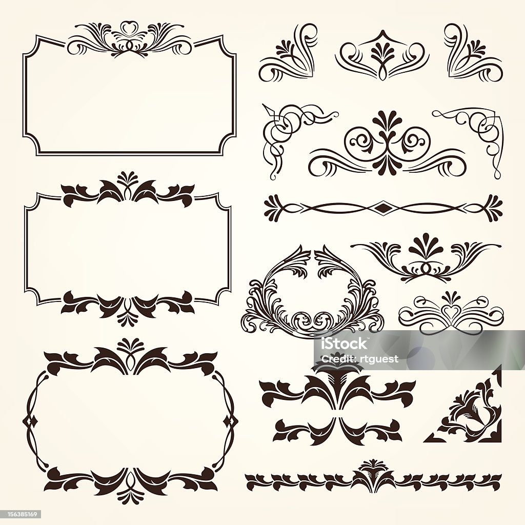 Calligraphic Vintage Frames Vector design set of calligraphic vintage frames. Art stock vector