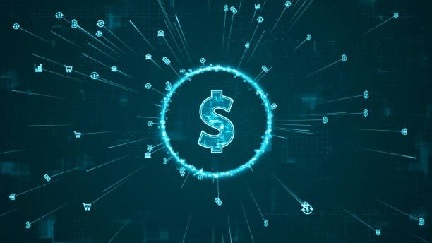 istock Blue digital money logo and ring rotation around logo with ai icon spread and line linked on abstract background with crypto currency finance and digital money concepts 1563859634