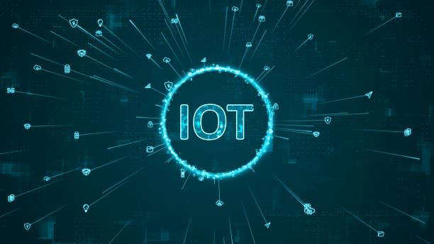 istock Blue digital IOT logo and ring rotation around logo with ai icon spread and line linked on abstract background with internet of things concepts 1563859638