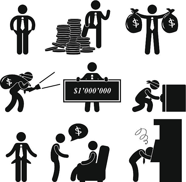 Rich and Poor Man Pictogram A set of pictogram representing the rich and poor man. depression behavior businessman economic depression stock illustrations