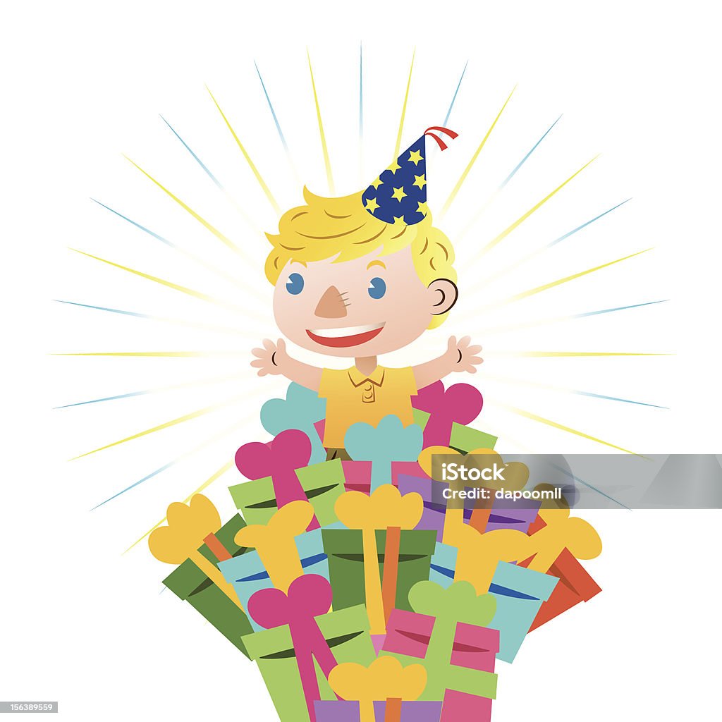 Tarjeta de cumpleaños con adorable niño - arte vectorial de Cumpleaños libre de derechos