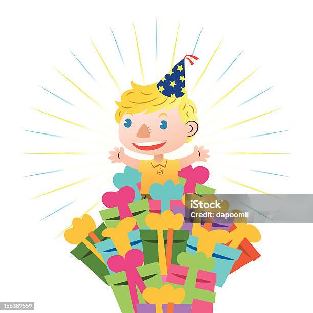 Cartolina Di Buon Compleanno Con Ragazzo Adorabile - Immagini vettoriali stock e altre immagini di Bambini maschi - Bambini maschi, Bambino, Carino