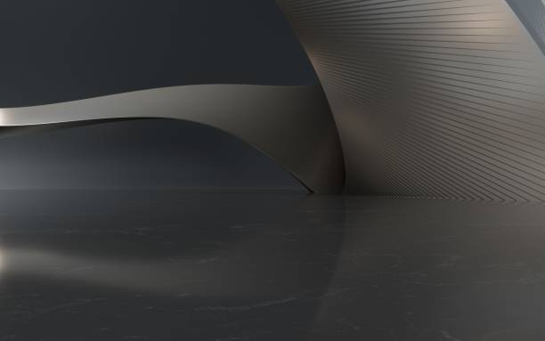istock 3D rendering of indoor black curved luminous space 1563913669
