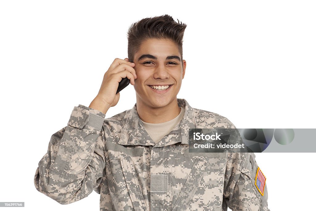 Militares Homem falando no telefone celular - Foto de stock de EUA royalty-free