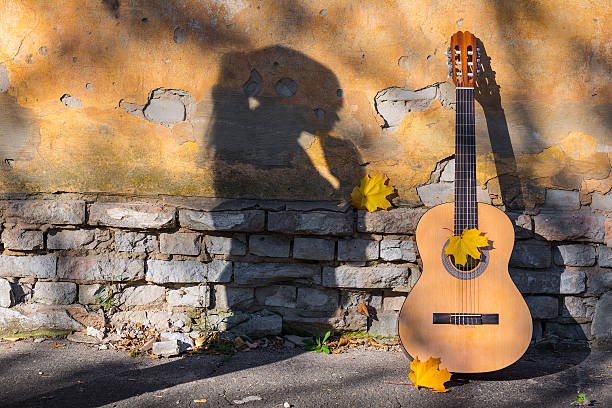 Shadow and guitar stock photo