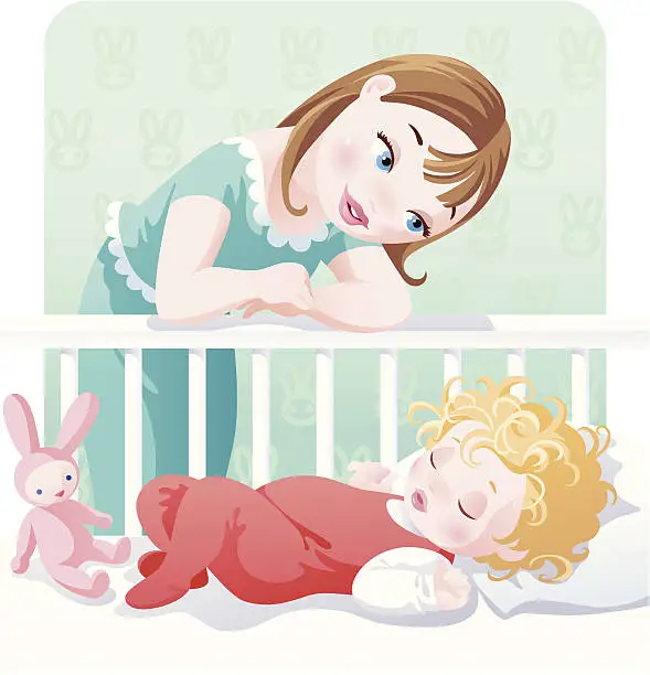 Vector illustration of Mother and child