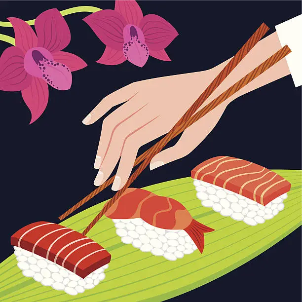 Vector illustration of Sushi Party