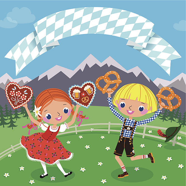 ilustrações de stock, clip art, desenhos animados e ícones de convite para festa de cerveja um octoberfest. - dirndl traditional clothing austria traditional culture