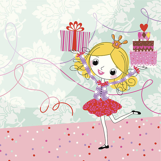 ilustraciones, imágenes clip art, dibujos animados e iconos de stock de feliz cumpleaños! - vector birthday teenage girls little girls