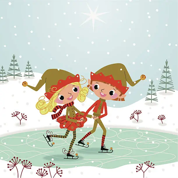 Vector illustration of Christmas Elves