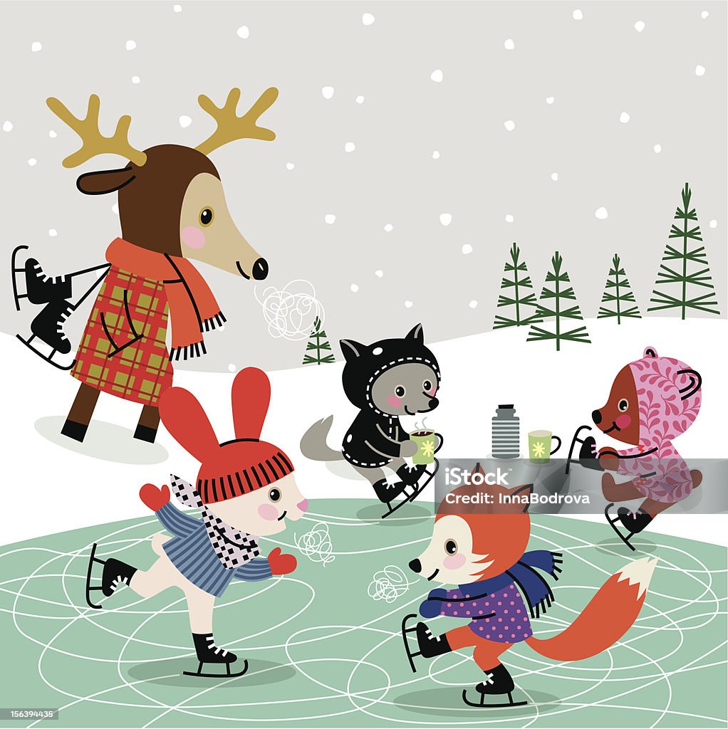 Ice Rink Animals Skating Rink Stock Illustration - Download Image Now - Animal, Ice ...