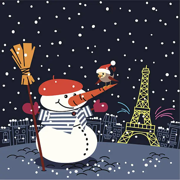 Vector illustration of Christmas in Paris.