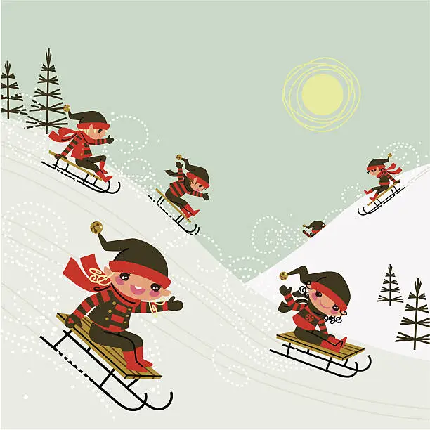 Vector illustration of Christmas elves.