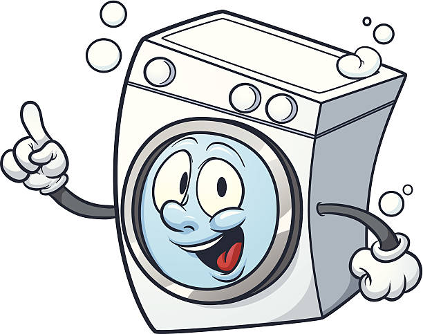 Cartoon washing machine vector art illustration