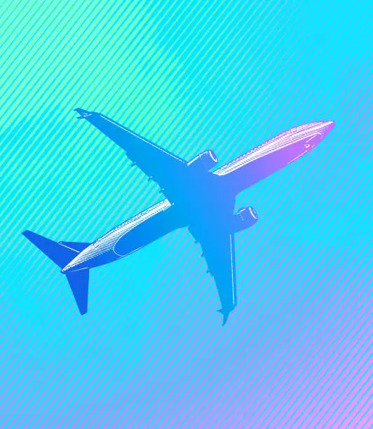 Vector illustration of Airliner flying in the clouds