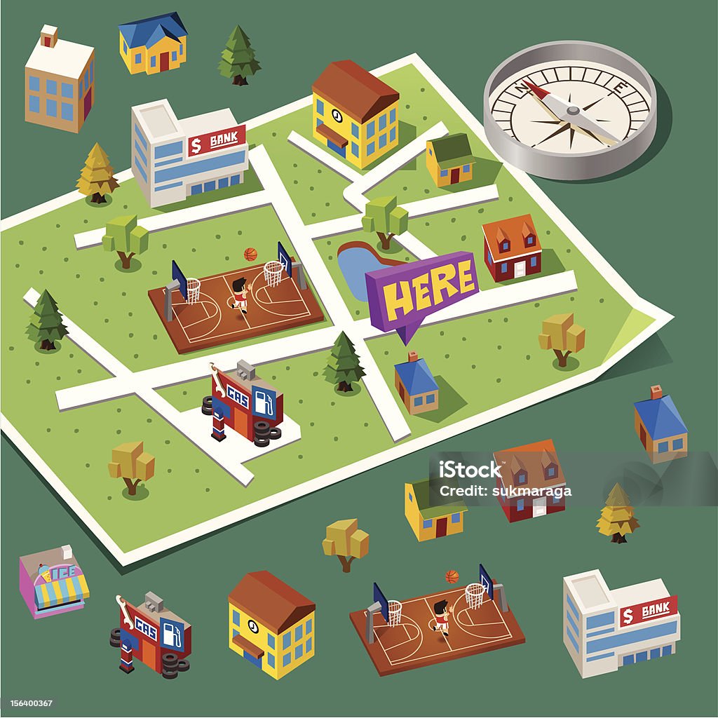 Pre assembled Isometric Map Pre assembled Isometric Map. Vector Illustration Map stock vector