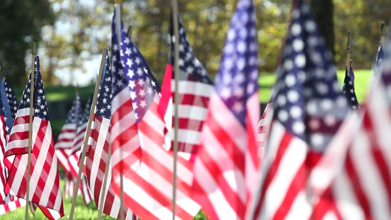 Camera tracks left on this Veterans Day concept shot. Shot with a Canon 7D at 24p at Riverside National Cemetery in 2010
