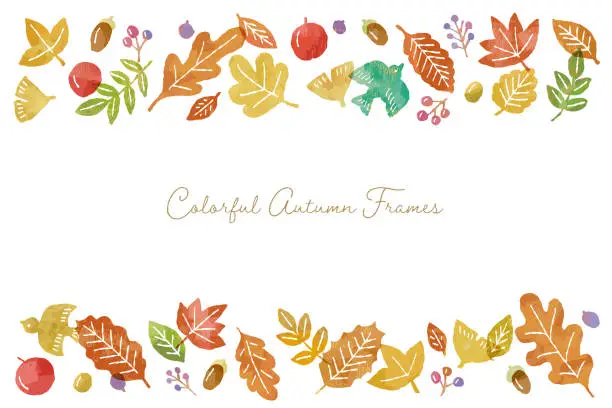 Vector illustration of autumn colorful frame