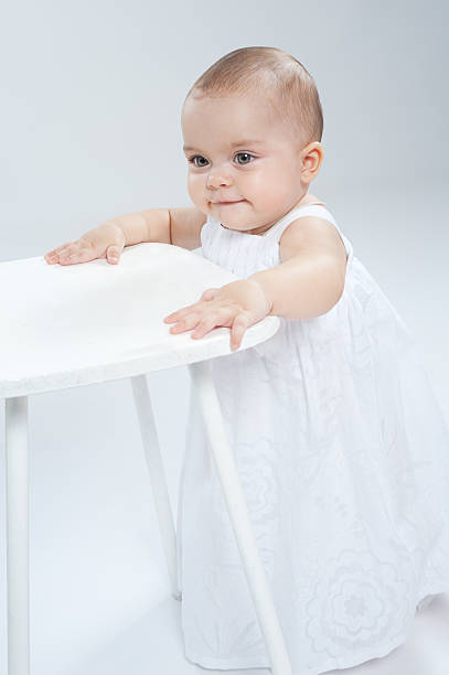 Cheerful little baby stock photo