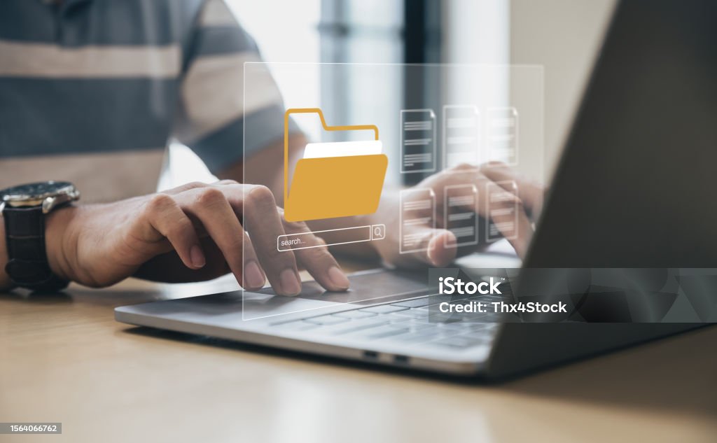 Opening Documents Businessman Open File Folder With Blank Documents Stock Photo ...
