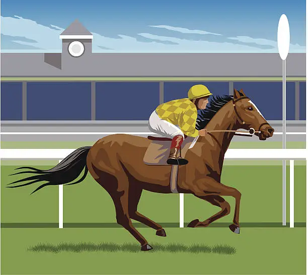 Vector illustration of A vector image of a jockey in a horse race