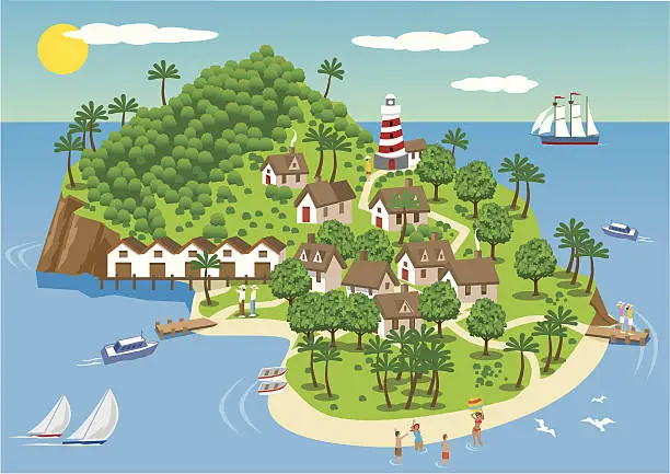 Vector illustration of Holiday Tropical Island