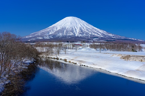 This is a winter scenery at Kyogoku town in Hokkaido, Japan.\nKyogoku town is located near Lake Toya, this area is well known as a tourist destination in this prefecture.\nMany people come to see beautiful scenery like this on every season.