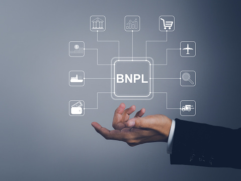 Businessman showing BNPL buy now pay later in choosing to buy products from online stores on the internet online shopping Business marketing to attract customers