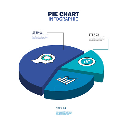 Pie chart 3D infographic isometric three 3 option pie chart info and data design