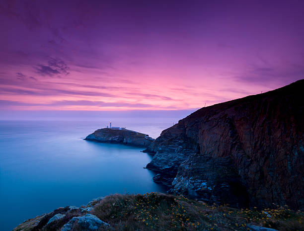 South Stack Lighthouse Sonnenuntergang Panorama, Angelsey, Wales – Foto