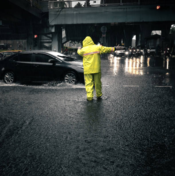 Dutiful Traffic Warden in Heavy Rain