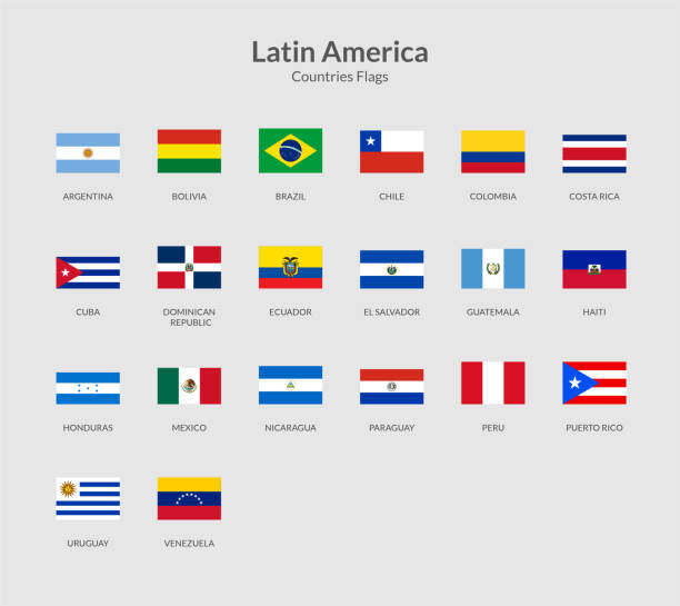 ilustraciones, imágenes clip art, dibujos animados e iconos de stock de países latinoamericanos icono de bandera rectangular - banderas latinoamericanas