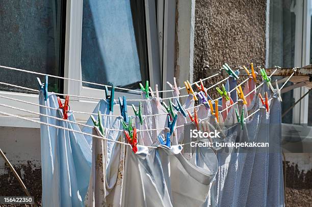 Fresh Laundry Hanging On A Clothesline In Downtown Istanbul Turkey Stock Photo - Download Image Now