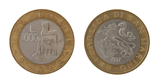 istock Old Sammarinese Coin Isolated on White 156423861