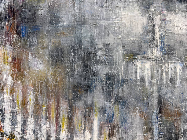 istock gray painted canvas with multicolored brush strokes. grunge artistic background. 1564245211