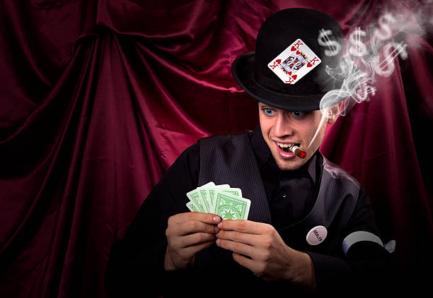 istock Card dealer with very good hand 156426453