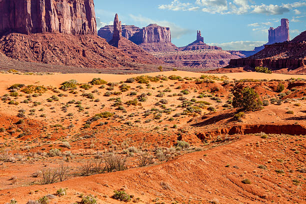 Arid Desert Landscape in Monument Valley, Utah stock photo