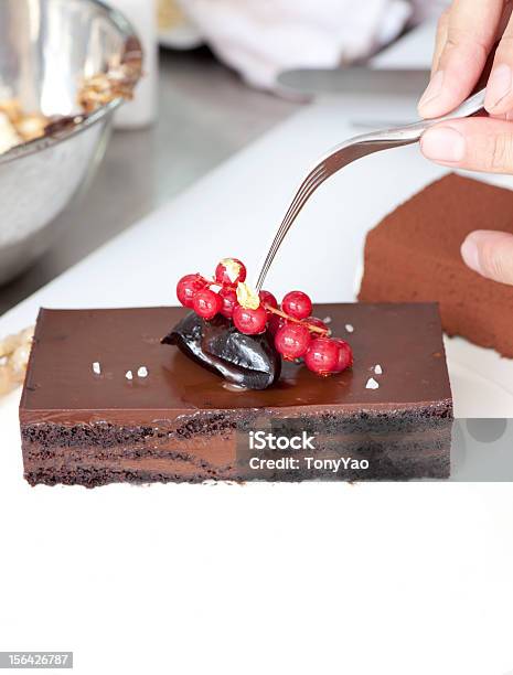 Chef Preparing Delicious Chocolate Cake Stock Photo - Download Image Now - Activity, Baked Pastry Item, Bakery