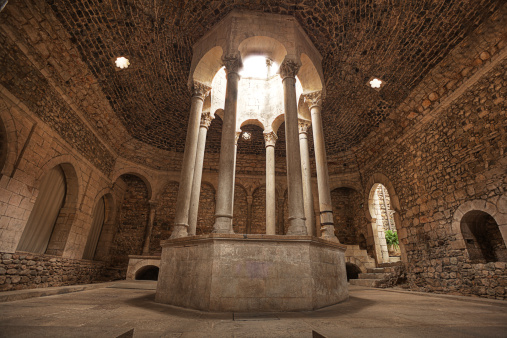 interior of ancient roman bath in the Spanish city of Girona.